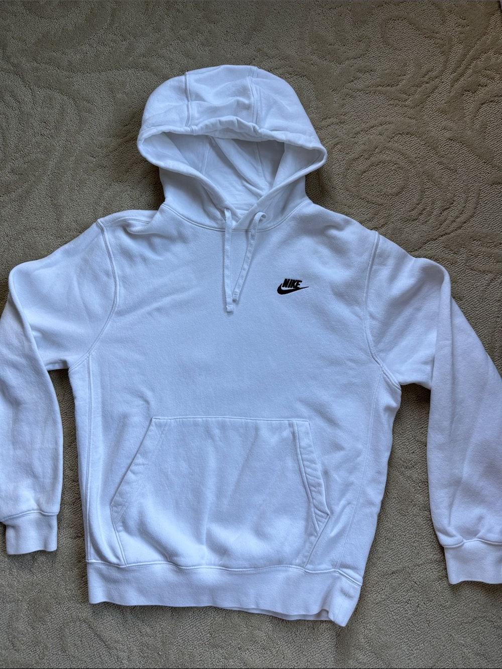 Nike White Pullover Hoodie with Black Logo